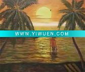 Wholesale Handmade romantic seascape oil painting stretched canvas