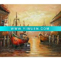 Wholesale Open sea and big boats canvas oil painting techniques