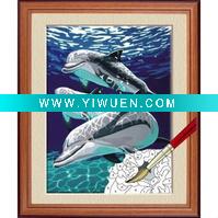 Wholesale 2011Paint by Number Kits- dolphin and sea / diy painting