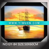 Wholesale acryic art sailing boat painting