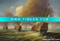 Wholesale home decoration iron,ship oil painting,modern oil painting
