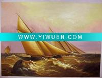 Wholesale handmade classic boat painting ,1sea040