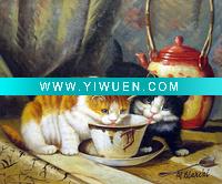 Wholesale Handmade Animal(cat) Oil Painting On Canvas