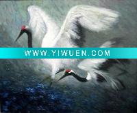 Wholesale Handmade Animal(crane) Oil Painting On Canvas