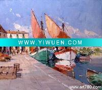 Impressionist art painting,sea oil painting,seaside view oil painting