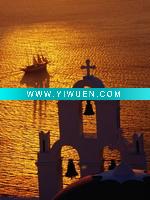 Wholesale (izzet-keribar-sailing-ship-and-church-bells-at-sunset-greece) canvas on aluminumpear-d