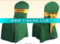 Wholesale Green polyester chair cover with gold sash