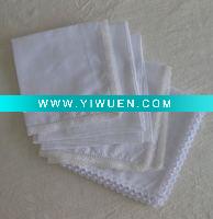 Wholesale cotton handkerchief with lace edge for gift