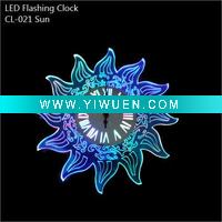 Wholesale LED flashing rainbow colors light up sun shape clock