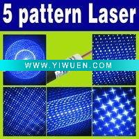 Wholesale 5 in 1 5 Patterns Violet Blue Laser Pointer Pen with 5 Caps