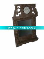 Wholesale wooden mirror with clock