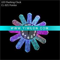 Wholesale LED flashing rainbow colors light up pointer shape clock