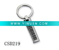 Men's Black Accent Stainless Steel Key Chain