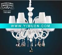 Wholesale 2011 hot sale white glass chandelier with lampshade