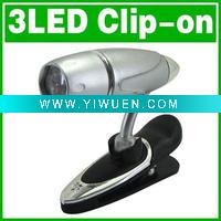 Wholesale Clip On 3 LED Book Light Adjustable Reading Lamp