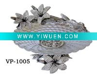 Wholesale crystal glass fruit plate with shining diamond