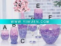 Wholesale Mosaic Glass Vase/Candle Holder Set For Home Decoration