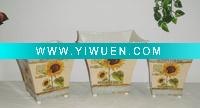 Wholesale Vivid and Bright Sunflower Square Toleplanter S/3