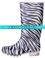 Wholesale zebra PVC women rain boot