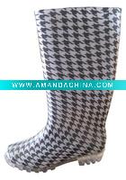 Wholesale Houndstooth fashion PVC women rain boot