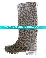 Wholesale Leopard grain PVC women rain boot