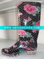 Wholesale rose PVC women rain boot