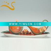Wholesale clivia design sugar and creamer set with tray
