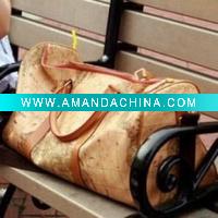 Top Zip Closure Yellow PU Leather Lady Travel Bag