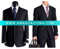 Wholesale Men's Business Suit, Black Suit with dark stripe