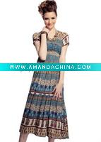 Wholesale newest flower printed long dress
