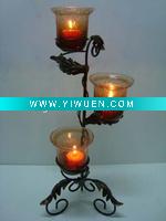 Wholesale Three Amber Crackled Mini Hurricane Metal Candle Holder