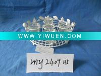 Wholesale White metal candle holder with flowers