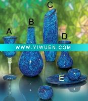 Wholesale Mosaic Glass Vase/ Candle Holder Set