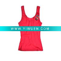 Wholesale 100% cotton New Style Women's Tank Tops With One fal-lal on the left shoulder straps For SUMMER