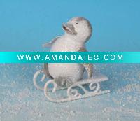Wholesale cut metal penguin on sleigh for christmas decoration