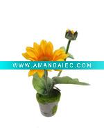 artificial sunflower in the pot