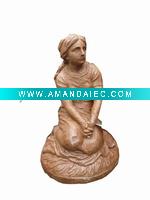 Wholesale Cast Iron Sculpture, Sitting Lady Statue/Figure, Garden Ornament