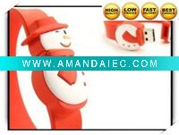 Wholesale silicon OEM Christmas wristband usb stick 16gb
