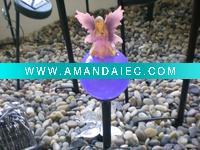 Wholesale solar garden ball with metal stand-violet fairy sitting on glass ball