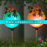Wholesale solar frog garden ball with stainless steel stand