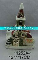 Wholesale xmas ceramic house tea-light candle holder