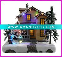 Wholesale Musical Polyresin Indoor Christmas House Ornament for Holiday Gifts