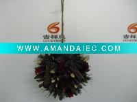 Wholesale LXS0219 13cm ball ornament w/pinecone/twig/pine needle,nat/green