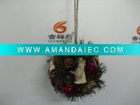 Wholesale LXS0187 13cm pinecone/apple/pineneedle/birch bark ball ornament,red/green/nat