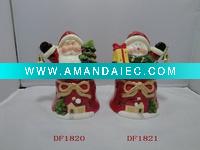Wholesale X'mas ceramic santa candlestick
