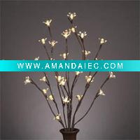 Wholesale LED Lighted Branches-39"brown branch w/beach blossoms-battery operated-30 warm white lights