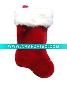 Wholesale 18in 1575 red plush w hp cuff Christmas plush stocking