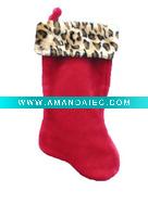 Wholesale 20in 1054 red plush stocking Christmas plush stocking