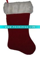 Wholesale 19in velvet stocking w plush cuff Christmas plush stocking