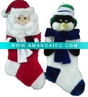 Wholesale 22'' plush stocking with animal head Christmas plush stocking